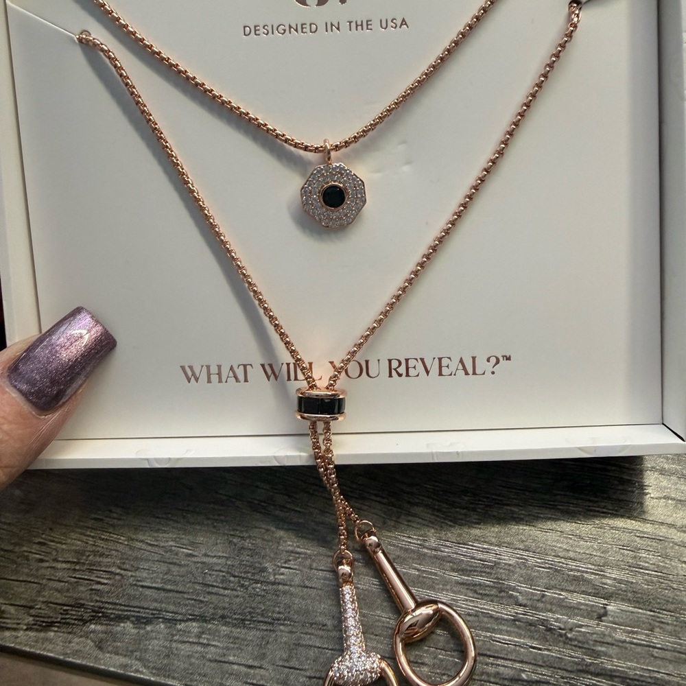 Bomb Party Luxe Layers Rose Gold & Black Onyx Necklace Set
